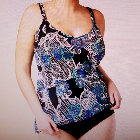 Swim Solutions Swim 2piece Tummy Control Tankini With Bikini